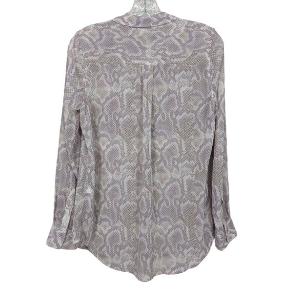 WORKING White House Black‎ Market long sleeve sheer Snake print button up Blouse - Picture 2 of 11